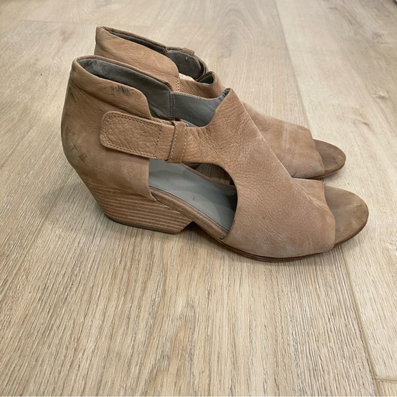 Eileen Fisher Tan Leather Suede Heeled Booties - Picture 2 of 6